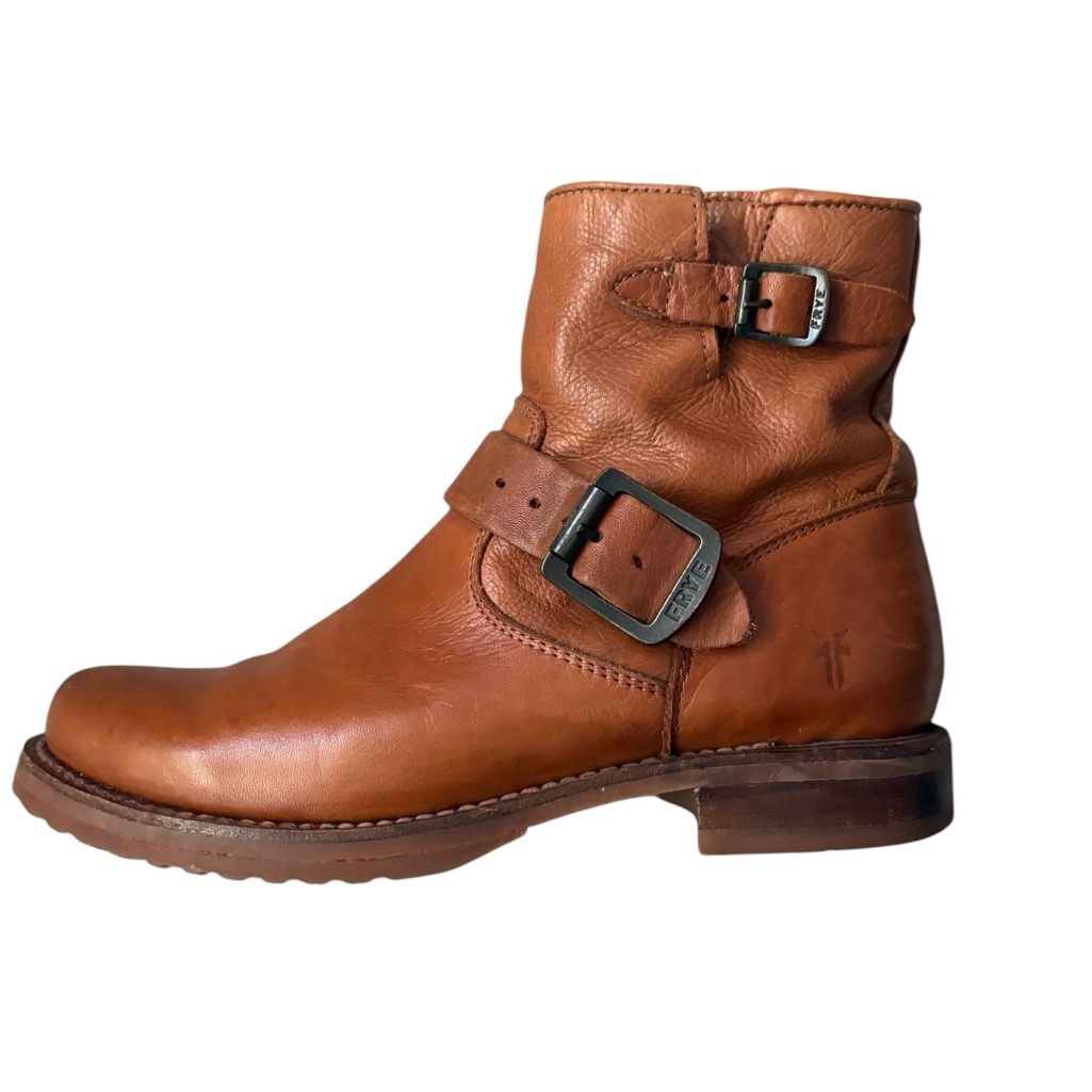 Frye Veronica Shortie Leather Ankle Boots Brown Size 6.5
